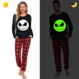 Halloween Family Matching Noctilucent Skeleton The Nightmare Before Christmas Luminous Gray Pajamas Set