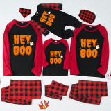 Halloween Family Matching Pajamas Hey Boo Ghost Happy Halloween Black Pajamas Set