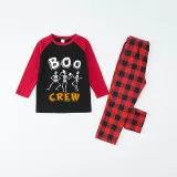 Halloween Family Matching Pajamas Boo Skeleton Crew Happy Halloween Black Pajamas Set