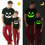 Halloween Family Matching Noctilucent Pumpkin Smile Happy Halloween Luminous Back Pajamas Set