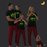 Halloween Family Matching Noctilucent Dancing Skeleton Happy Halloween Luminous Back Pajamas Set