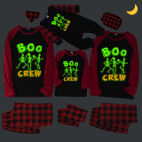 Halloween Family Matching Noctilucent Boo Skeleton Crew Happy Halloween Luminous Gray Pajamas Set
