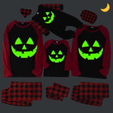 Halloween Family Matching Noctilucent Pumpkin Smile Happy Halloween Luminous Gray Pajamas Set
