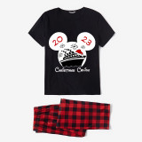 Christmas Matching Family Pajamas Cartoon Mouse 2023 Family Christmas Cruise Black Long Pajamas Set