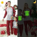 Halloween Family Matching Noctilucent Skeleton Ribs Happy Halloween Luminous Gray Pajamas Set