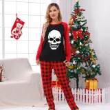 Halloween Family Matching Noctilucent Skull Happy Halloween Luminous Gray Pajamas Set