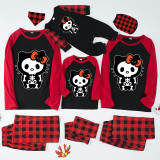 Halloween Family Matching Pajamas Cartoon Skeleton Kitten Happy Halloween Black Pajamas Set