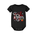 Christmas Matching Family Pajamas Santa Believe Crosses Black Long Pajamas Set