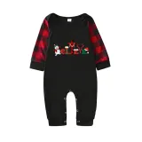 Christmas Matching Family Pajamas Believe Snowman Black Long Pajamas Set