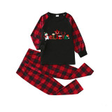 Christmas Matching Family Pajamas Believe Snowman Black Long Pajamas Set