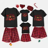 Christmas Matching Family Pajamas Believe Hope Santa Reindeer Black Long Pajamas Set