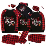 Christmas Matching Family Pajamas Santa Believe Crosses Black Long Pajamas Set