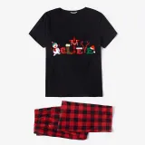 Christmas Matching Family Pajamas Believe Snowman Black Long Pajamas Set