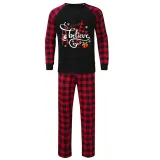 Christmas Matching Family Pajamas Santa Believe Crosses Black Long Pajamas Set