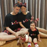 Christmas Matching Family Pajamas Believe Snowman Black Long Pajamas Set