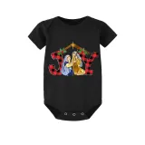 Christmas Matching Family Pajamas Joy with Christians Black Short Pajamas Set