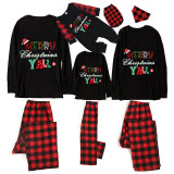 Christmas Matching Family Pajamas Merry Christmas Y'all Black Family Pajamas Set