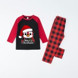 Christmas Matching Family Pajamas Hat Penguins Merry Christmas Black Red Plaids Pajamas Set