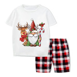 Christmas Matching Family Pajamas Crutches Gnomie with Deer White Short Pajamas Set