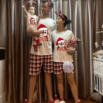 Christmas Matching Family Pajamas Hat Penguins Merry Christmas White Short Pajamas Set