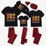 Christmas Matching Family Pajamas Dachshund Through the Snow Three Pets Black Pajamas Set