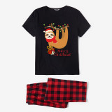 Christmas Matching Family Pajamas Sloth Christmas Gift Black Pajamas Set