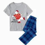 Christmas Matching Family Pajamas Skating Bear Merry Christmas Blue Pajamas Set