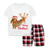 Christmas Matching Family Pajamas Merry Christmas Dachshund Gray Short Pajamas Set