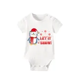 Christmas Matching Family Pajamas Let It Snow Penguin White Short Pajamas Set