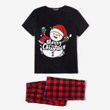 Christmas Matching Family Pajamas Merry Christmas Snowman Black Pajamas Set