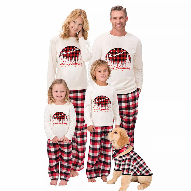 Christmas Matching Family Pajamas Dinosaur Merry Christmas White Pajamas Set