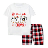 Christmas Matching Family Pajamas Funny Penguins It's a Jolly Holiday White Short Pajamas Set