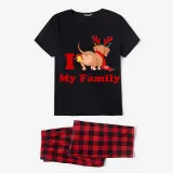 Christmas Matching Family Pajamas I Love My Family Dachshund Black Pajamas Set
