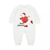 Christmas Matching Family Pajamas Skating Bear Merry Christmas White Pajamas Set