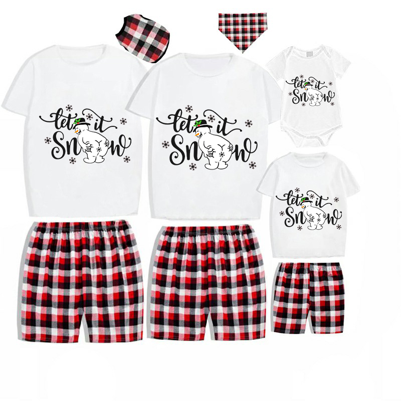 Christmas Matching Family Pajamas Let It Snow White Short Pajamas Set