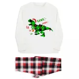 Christmas Matching Family Pajamas Dinosaur Rawr Fala White Pajamas Set