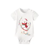 Christmas Matching Family Pajamas Christmas String Light Bear White Short Pajamas Set