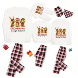 Christmas Matching Family Pajamas Dachshund Through the Snow Three Pets White Pajamas Set