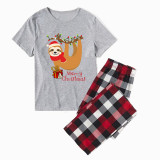 Christmas Matching Family Pajamas Sloth Christmas Gift White Short Pajamas Set