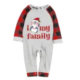 Christmas Matching Family Pajamas I Love My Family Penguin Gray Pajamas Set
