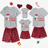 Christmas Matching Family Pajamas Let It Snow Penguin Gray Short Pajamas Set