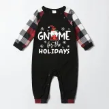 Christmas Matching Family Pajamas Through Snowflakes Gnomie For the Holidays Black Red Pajamas Set