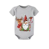 Christmas Matching Family Pajamas Crutches Gnomie with Deer White Short Pajamas Set