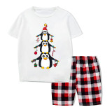 Christmas Matching Family Pajamas Penguins Christmas Pendant White Short Pajamas Set