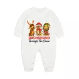 Christmas Matching Family Pajamas Dachshund Through the Snow Three Pets White Pajamas Set