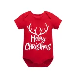 Christmas Matching Family Pajamas Luminous Glowing Christmas Deer Hat Short Pajamas Set