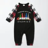 Christmas Matching Family Pajamas Hanging with My Friends Gnomies Black Red Pajamas Set