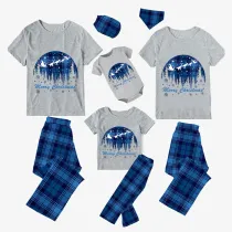 Christmas Matching Family Pajamas Dinosaur Merry Christmas Blue Pajamas Set