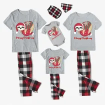 Christmas Matching Family Pajamas Merry Christmas Sloth White Short Pajamas Set