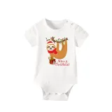 Christmas Matching Family Pajamas Sloth Christmas Gift White Short Pajamas Set